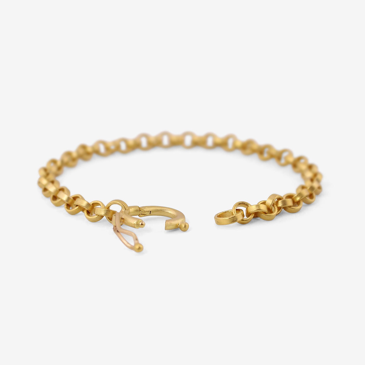 DENISE BETESH 22K 5MM FLAT LINK ROLO CHAIN BRACELET