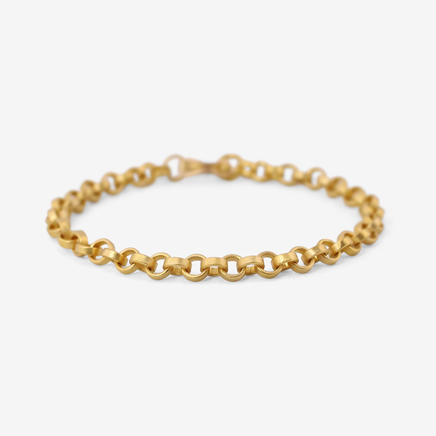 DENISE BETESH 22K 5MM FLAT LINK ROLO CHAIN BRACELET