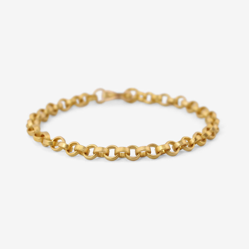 DENISE BETESH 22K 5MM FLAT LINK ROLO CHAIN BRACELET