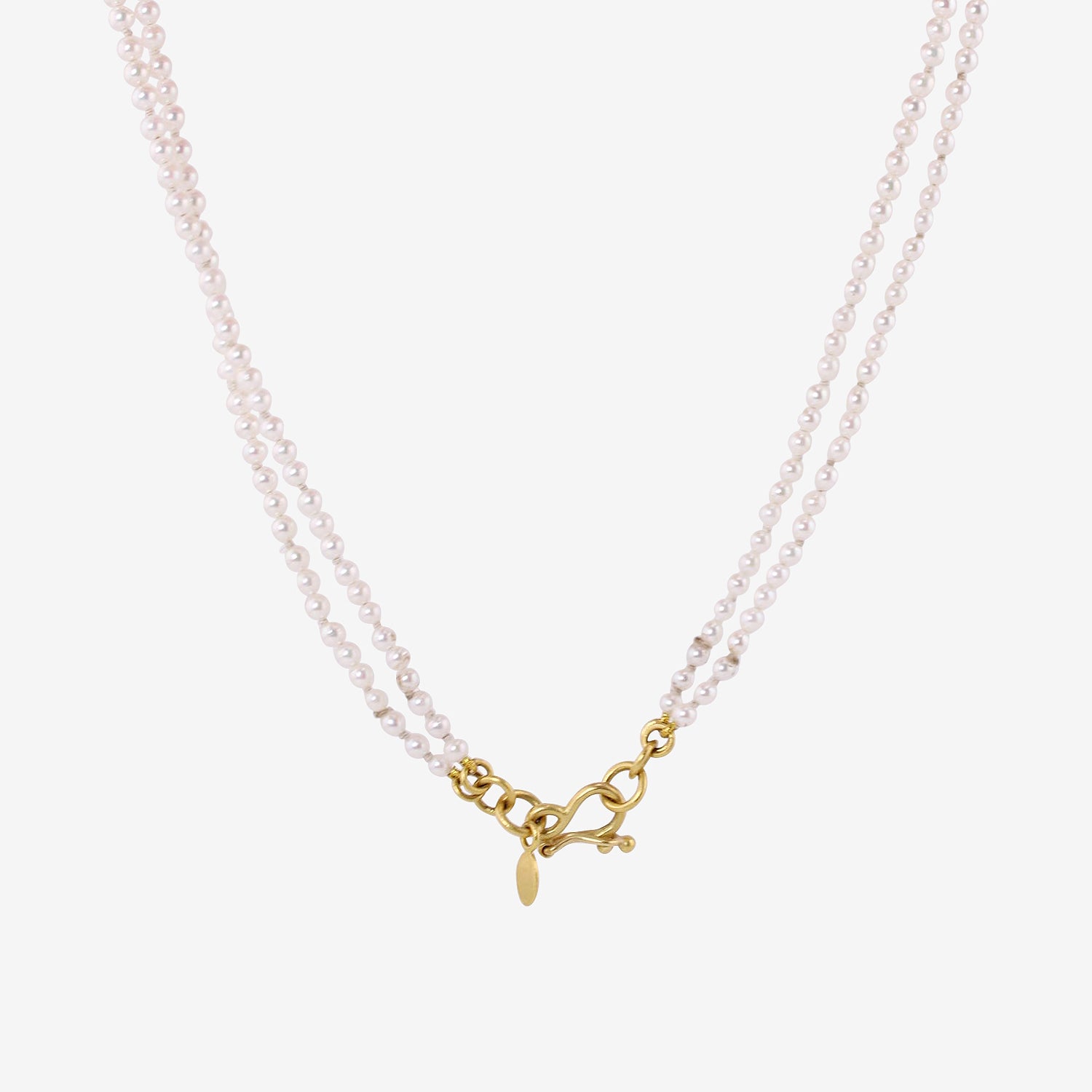 DENISE BETESH 22K & JAPANESE AKOYA PEARL DOUBLE STRAND NECKLACE.