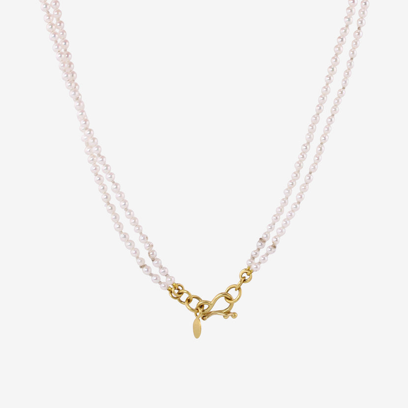 DENISE BETESH 22K & JAPANESE AKOYA PEARL DOUBLE STRAND NECKLACE.