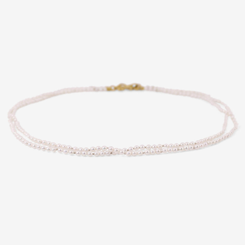 DENISE BETESH 22K & JAPANESE AKOYA PEARL DOUBLE STRAND NECKLACE.