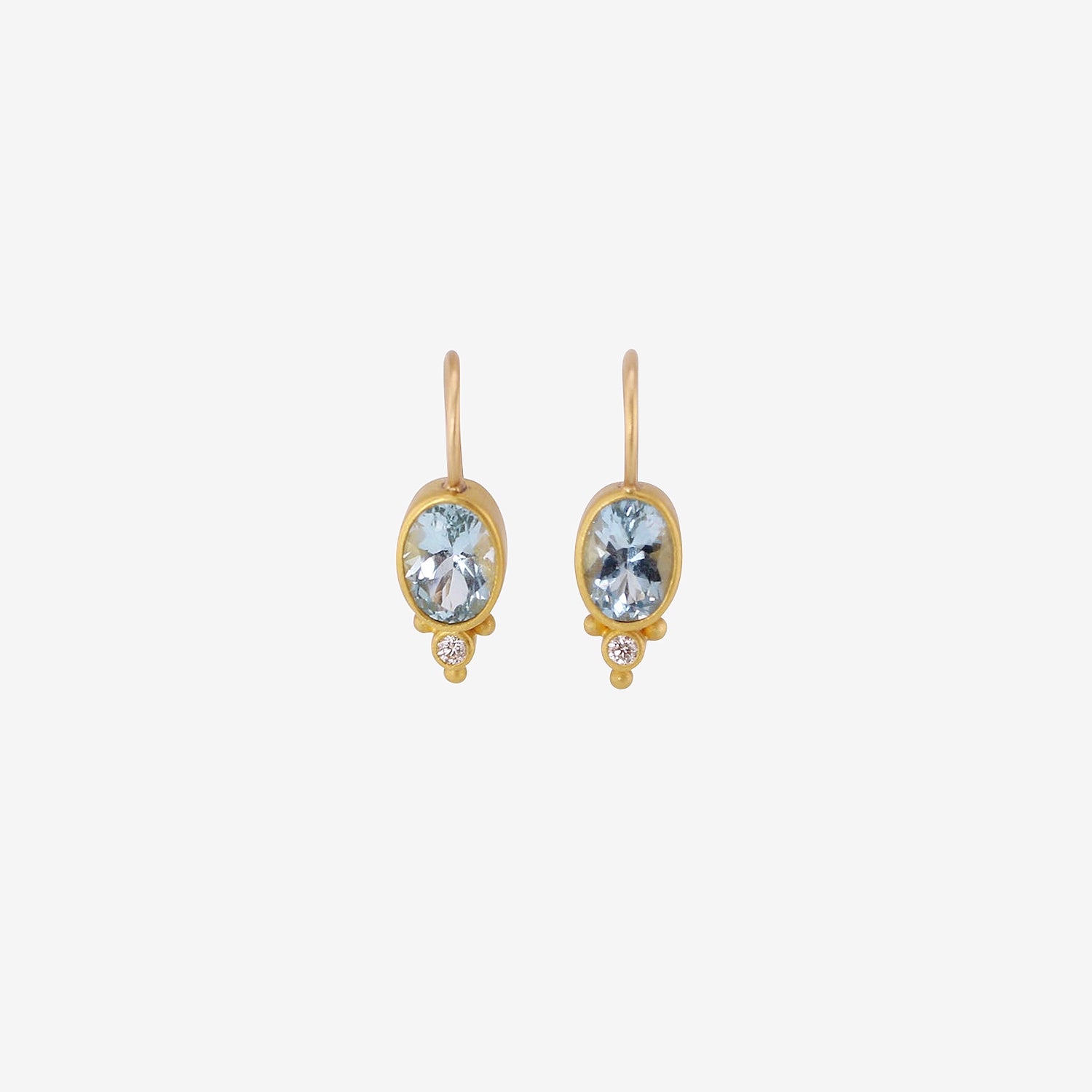 DENISE BETESH 22K & AQUAMARINE EARRINGS WITH DIAMONDS, .06CT