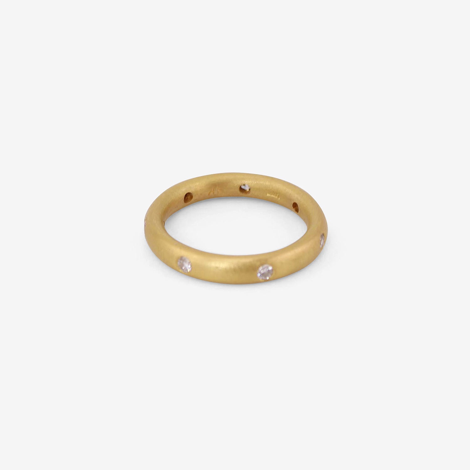 DENISE BETESH 20K YELLOW GOLD BAND WITH FLUSH SET DIAMONDS