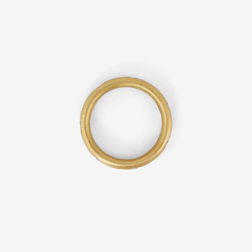 DENISE BETESH 20K YELLOW GOLD BAND WITH FLUSH SET DIAMONDS