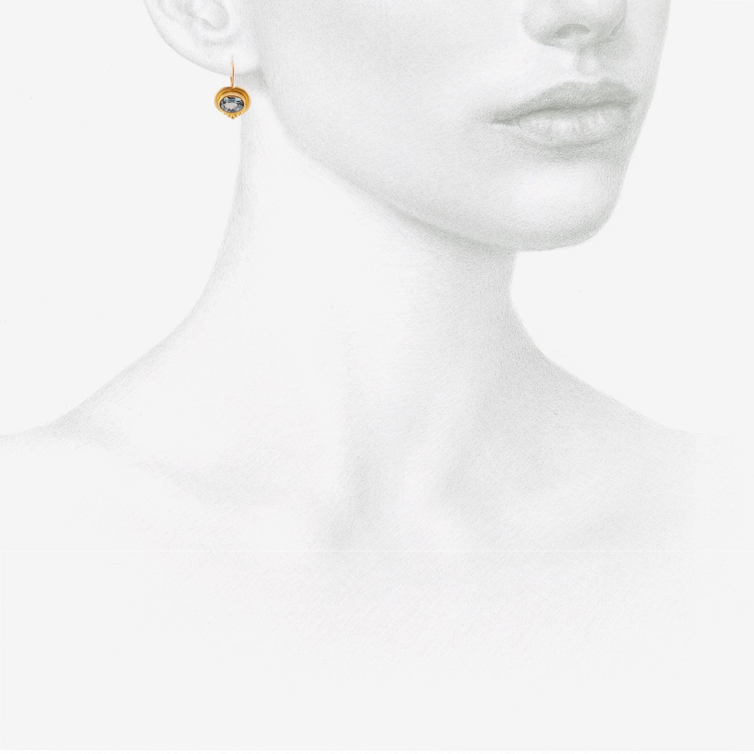 DENISE BETESH 22K & BLUE GREY SPINEL CLUSTER GRANULATION EARRINGS, 2.58CT
