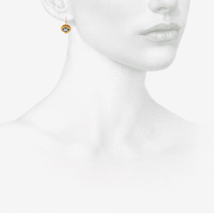 DENISE BETESH 22K & BLUE GREY SPINEL CLUSTER GRANULATION EARRINGS, 2.58CT
