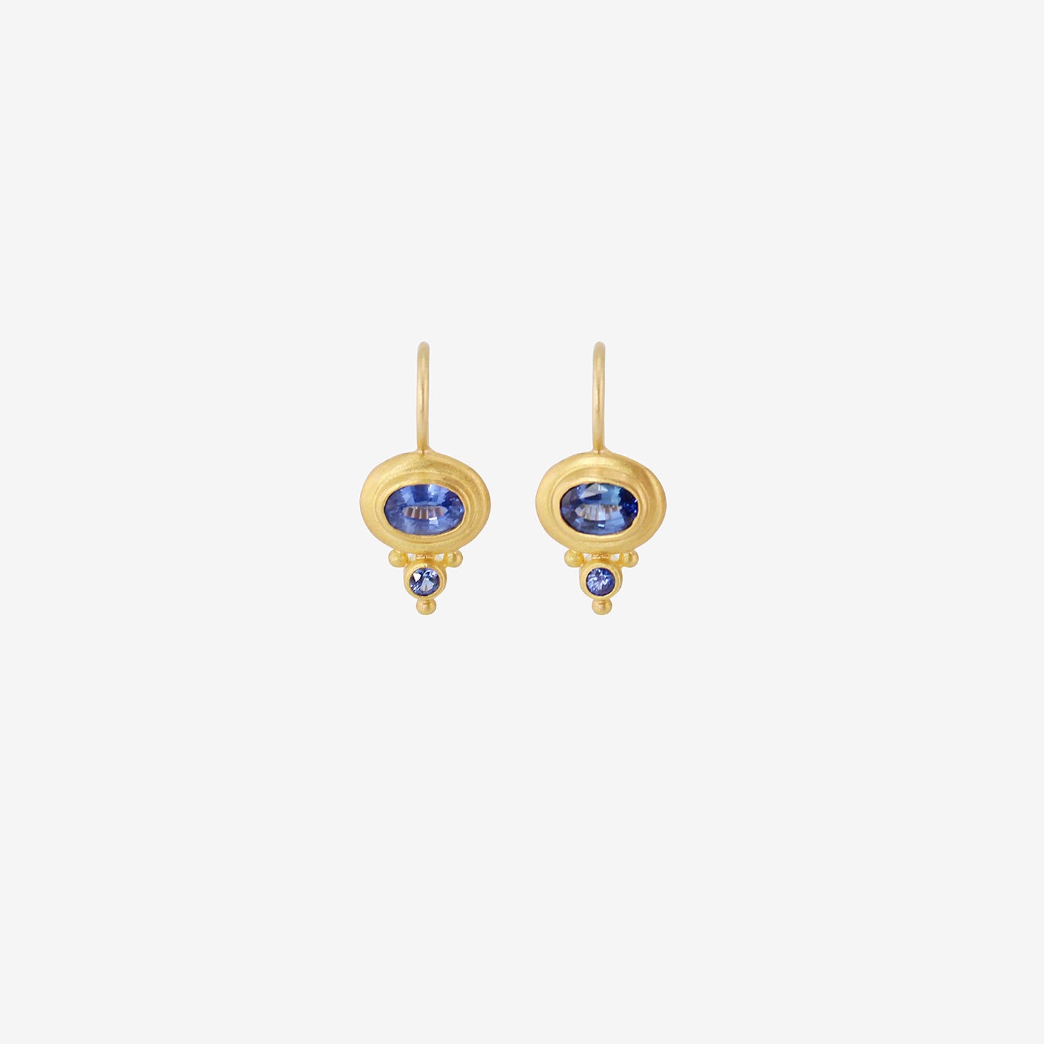 DENISE BETECH 22K & BLUE SAPPHIRE DOUBLE DROP EARRINGS, 1.20CT