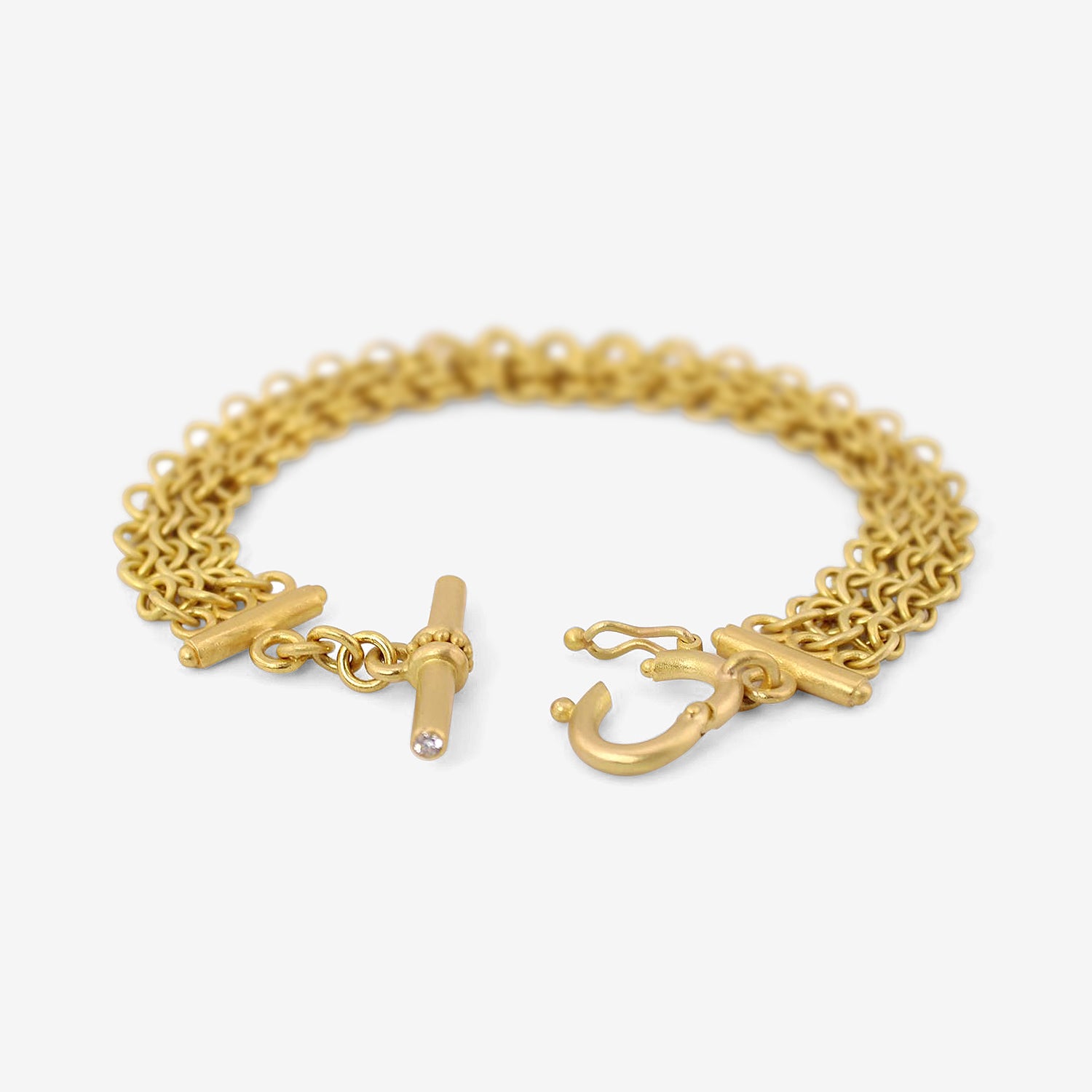 DENISE BETESH 22K & DIAMOND FUSED CHAIN MAILLE BRACELET, .10CT