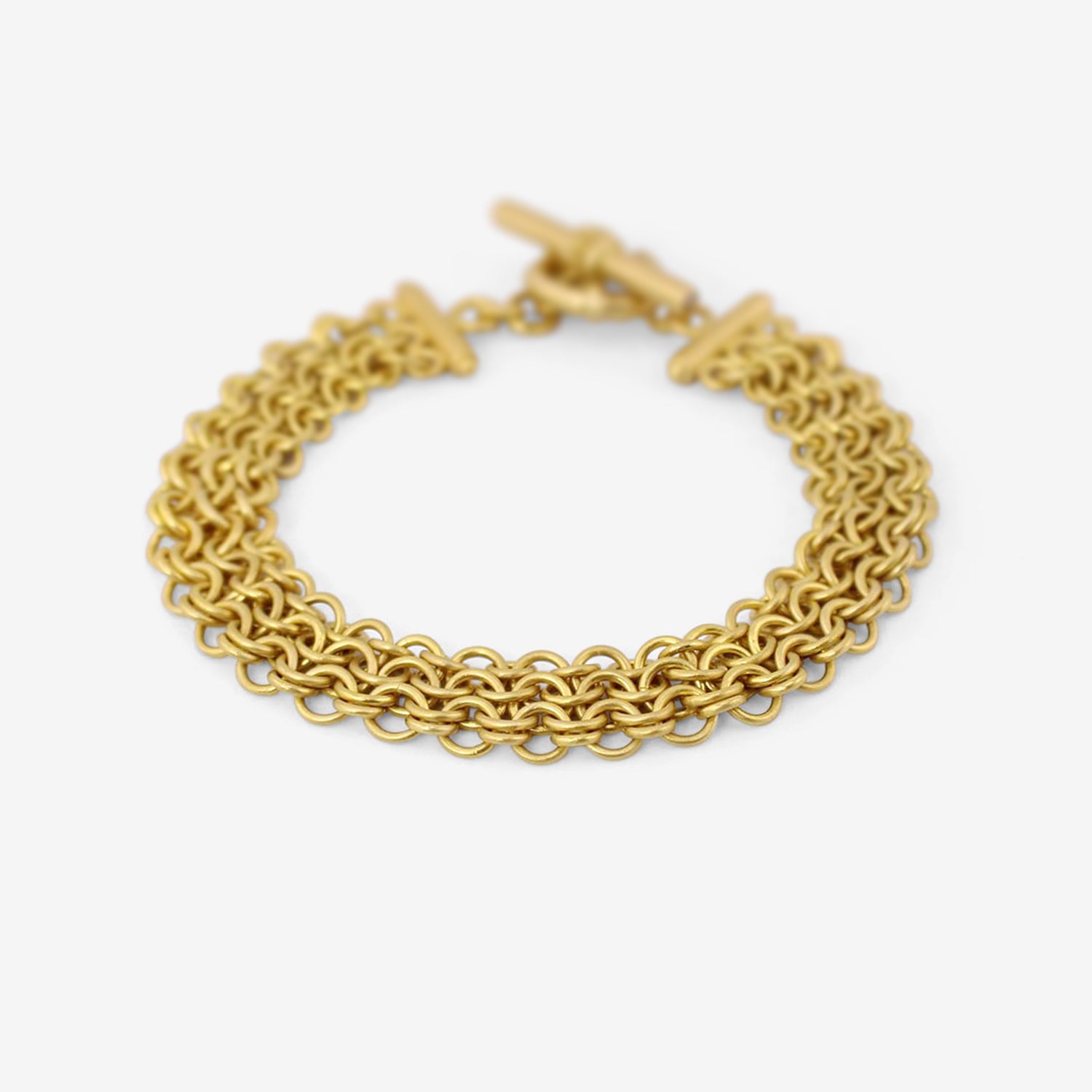 DENISE BETESH 22K & DIAMOND FUSED CHAIN MAILLE BRACELET, .10CT