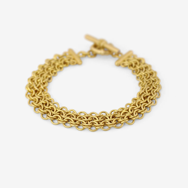 DENISE BETESH 22K & DIAMOND FUSED CHAIN MAILLE BRACELET, .10CT