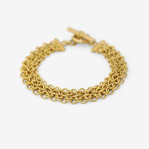 DENISE BETESH 22K & DIAMOND FUSED CHAIN MAILLE BRACELET, .10CT