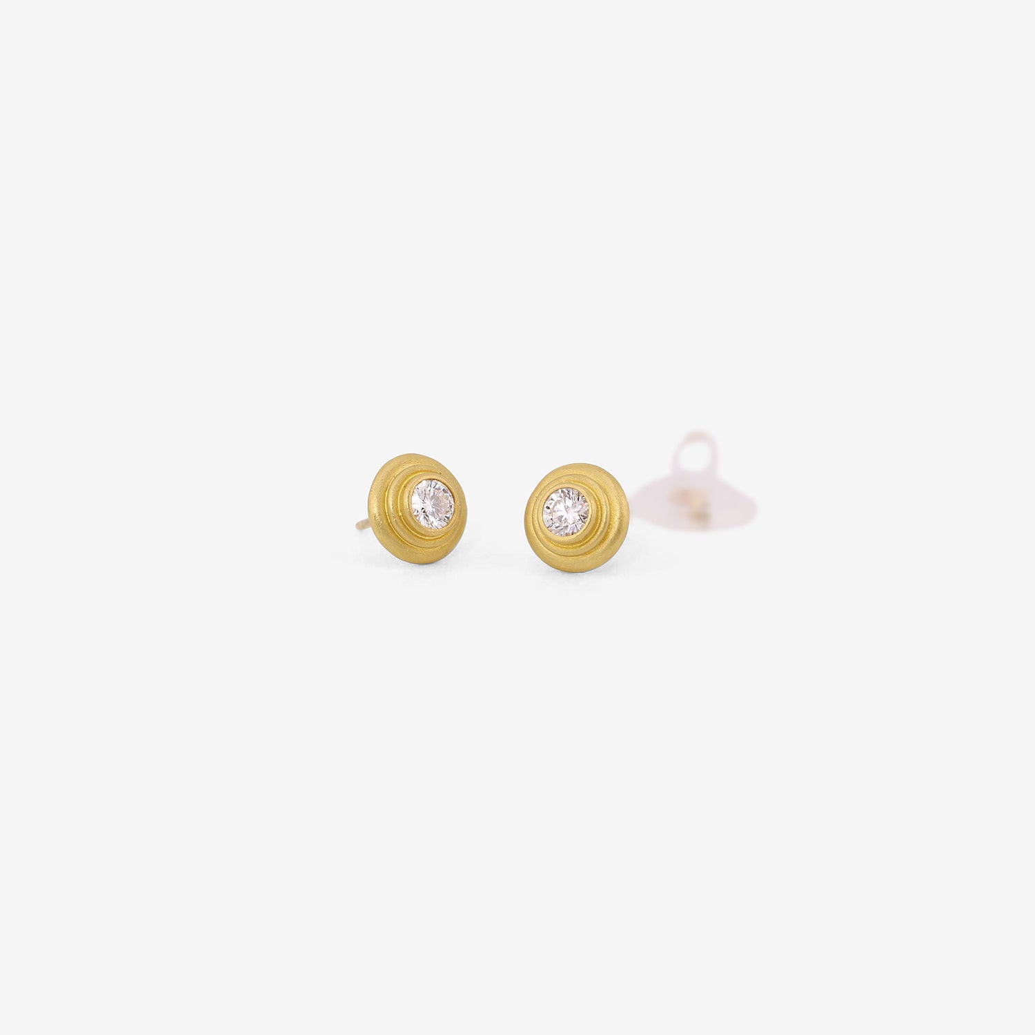 DENISE BETESH 22K & DIAMOND RIPPLED BEZEL STUDS, .50CT