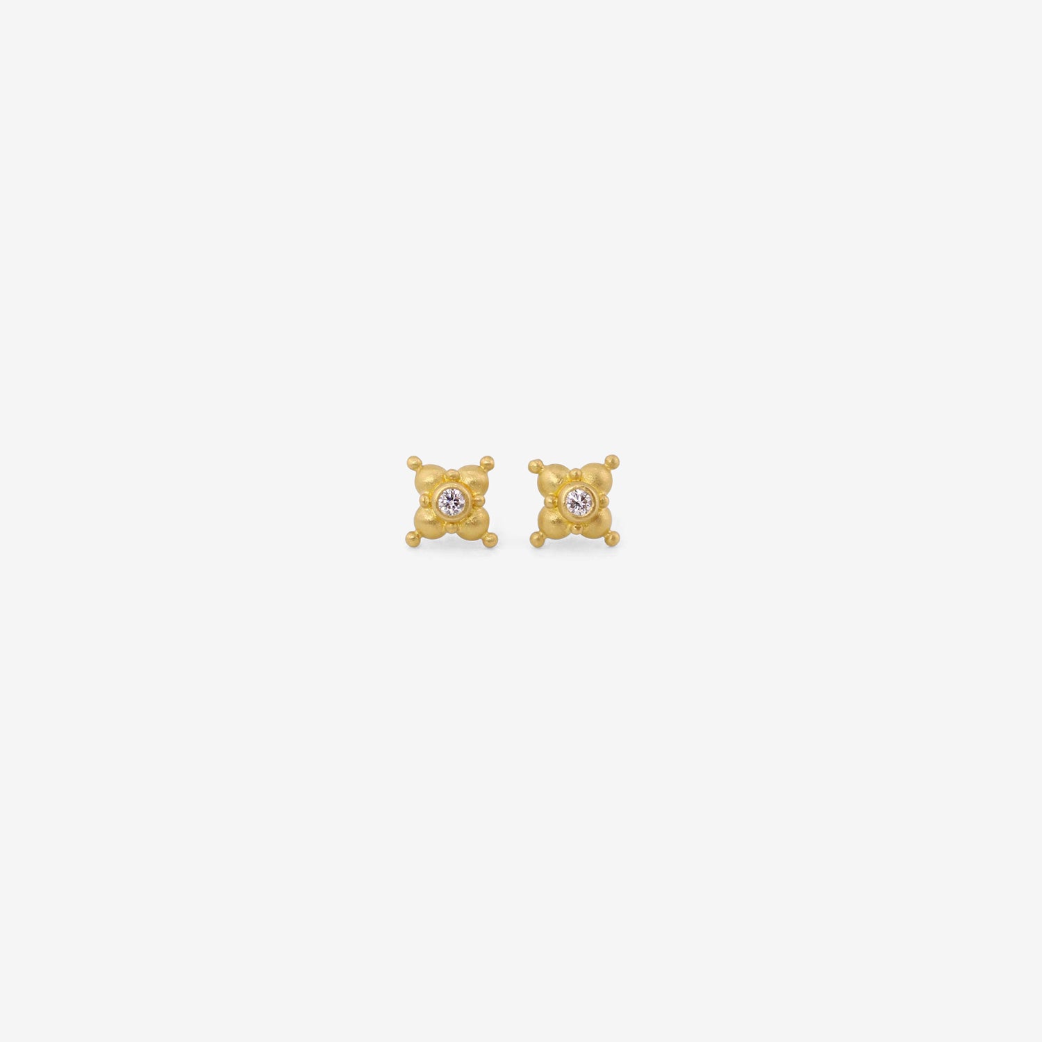 DENISE BETESH 22K & DIAMOND SMALL GRANULATED STAR STUD, .10CT