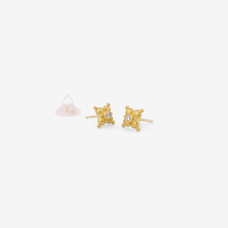 DENISE BETESH 22K & DIAMOND SMALL GRANULATED STAR STUD, .10CT