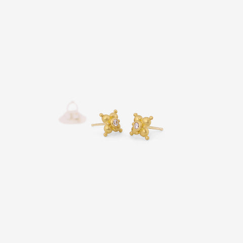 DENISE BETESH 22K & DIAMOND SMALL GRANULATED STAR STUDS, .10CT