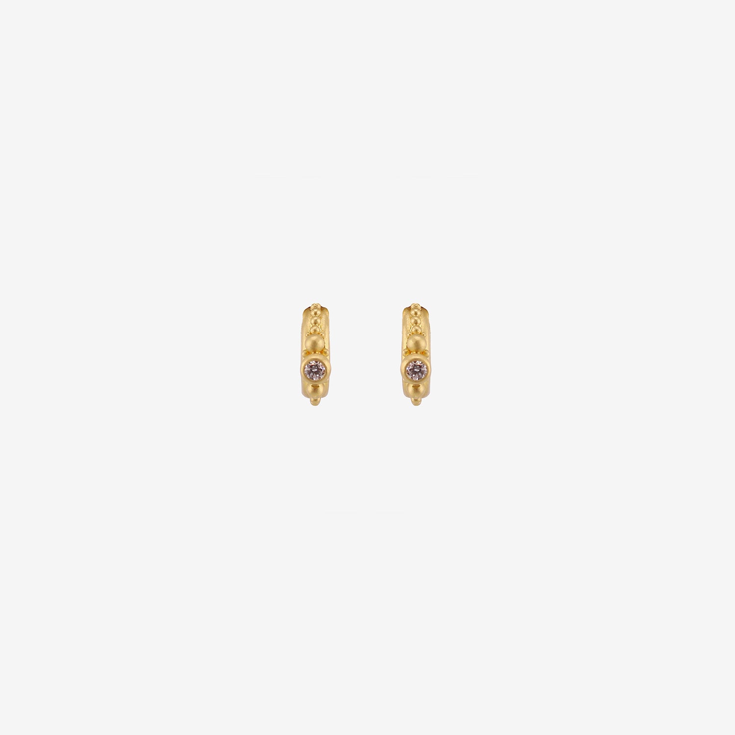 DENISE BETESH 22K & DIAMOND GRANULE HOOPS ON POSTS, .10CT