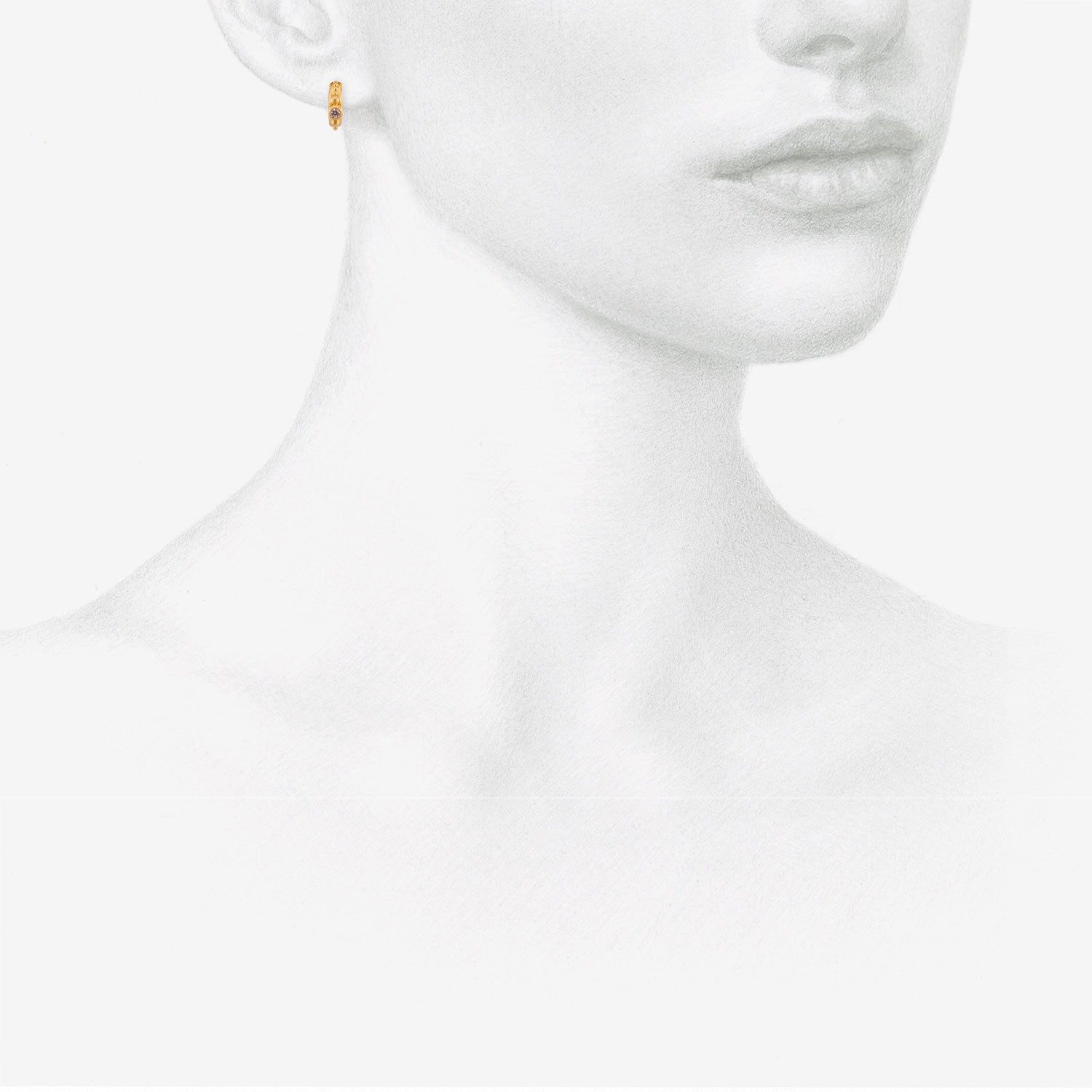 DENISE BETESH 22K & DIAMOND GRANULE HOOPS ON POSTS, .10CT