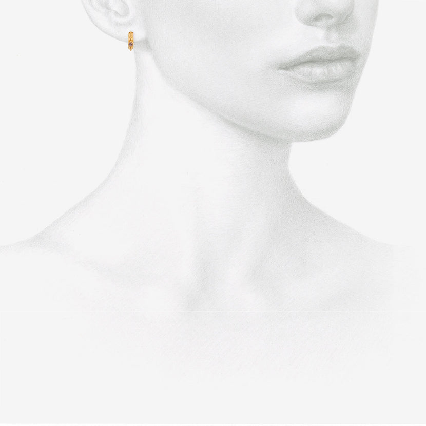 DENISE BETESH 22K & DIAMOND GRANULE HOOPS ON POSTS, .10CT