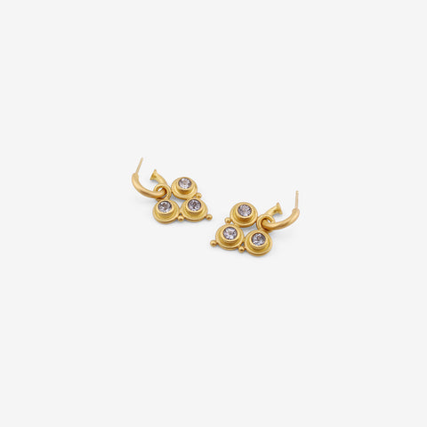 DENISE BETESH 22K & GREY SPINEL TRIO EARRINGS ON POSTED HOOPS, .60CT