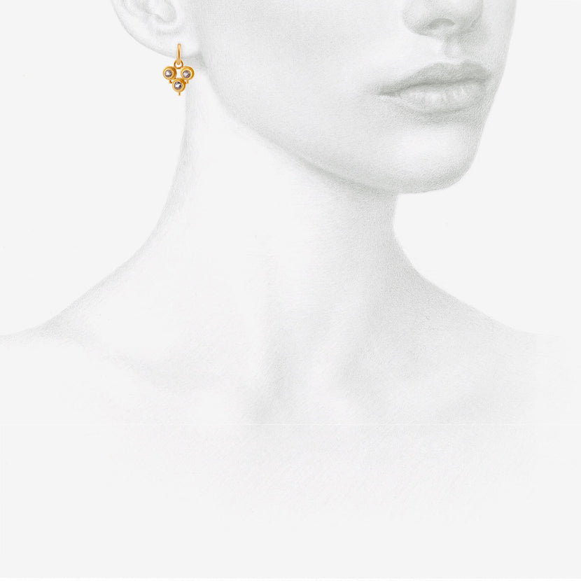 DENISE BETESH 22K & GREY SPINEL TRIO EARRINGS ON POSTED HOOPS, .60CT