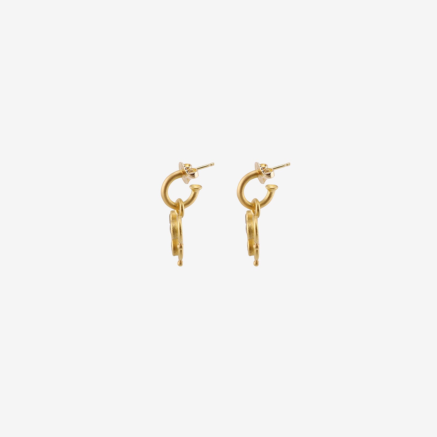 DENISE BETESH 22K & GREY SPINEL TRIO EARRINGS ON POSTED HOOPS, .60CT