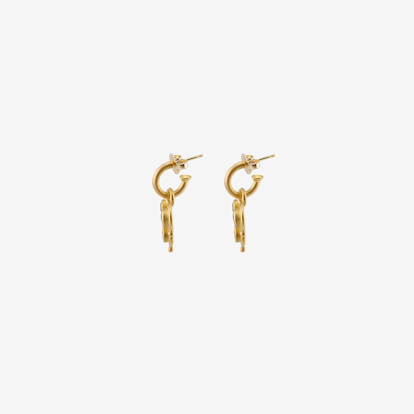 DENISE BETESH 22K & GREY SPINEL TRIO EARRINGS ON POSTED HOOPS, .60CT