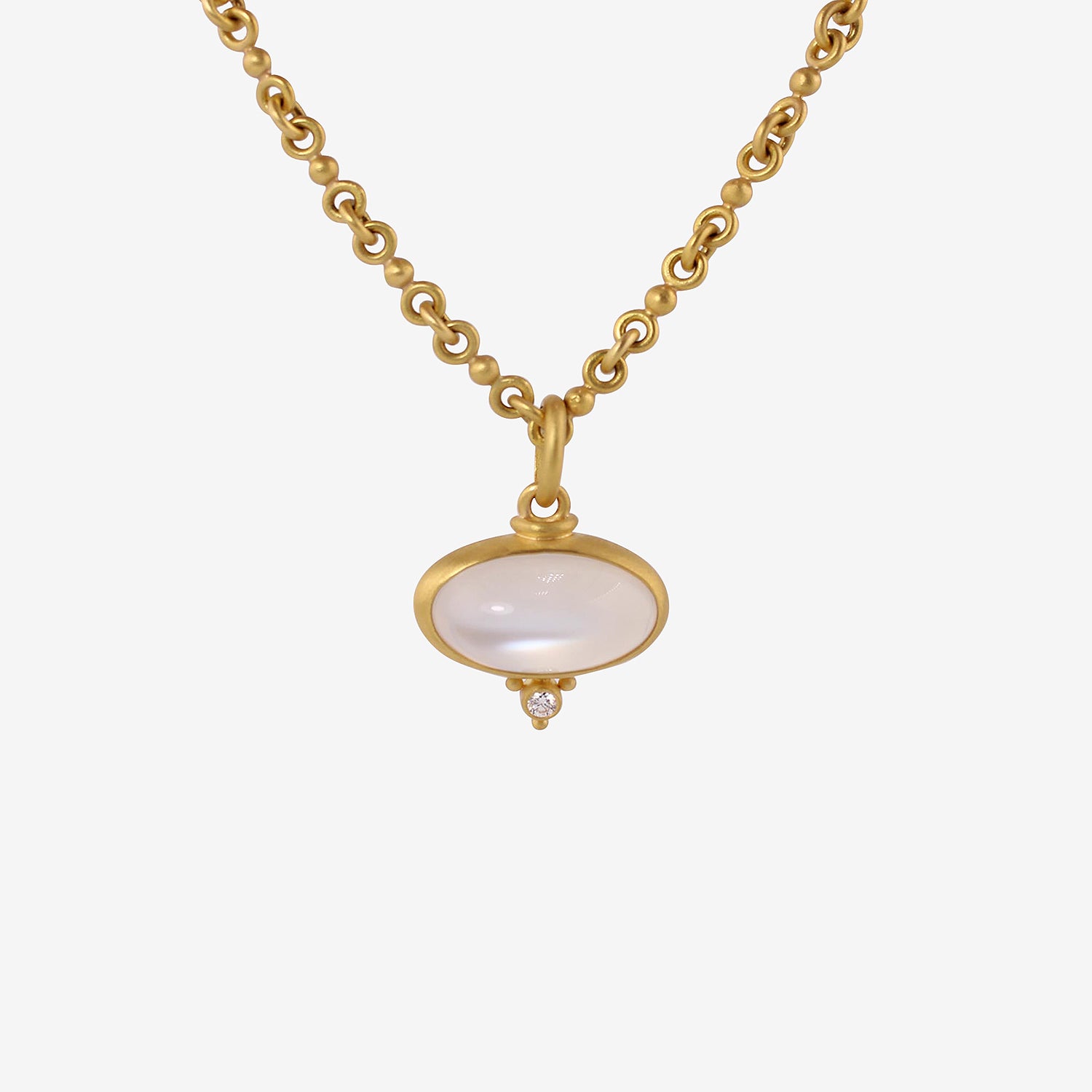 DENISE BETESH 22K & OVAL MOONSTONE BUBBLE BEZEL PENDANT WITH DIAMOND