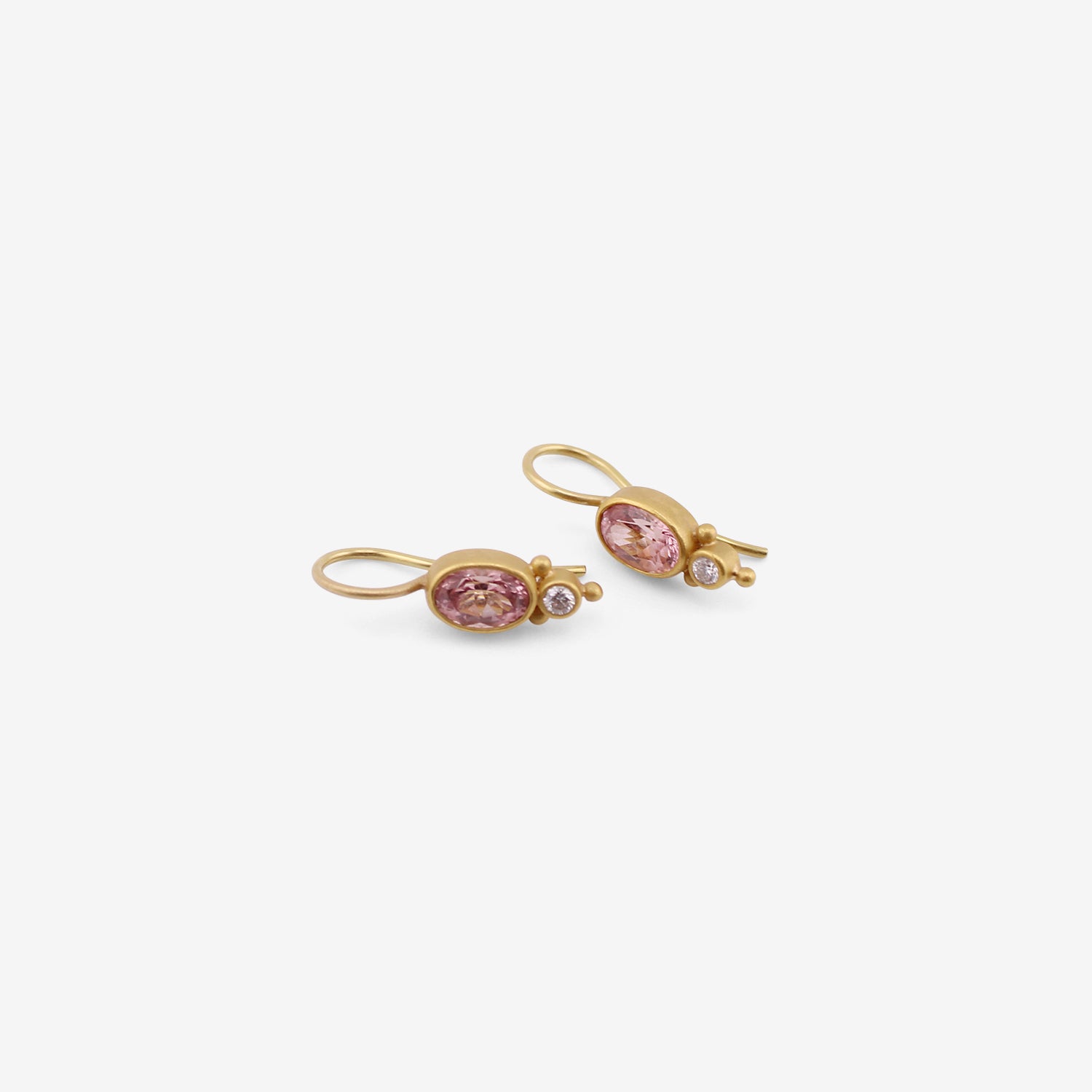 DENISE BETESH 22K & OVAL LIGHT PINK GARNET EARRINGS WITH DIAMONDS, 2.03CT