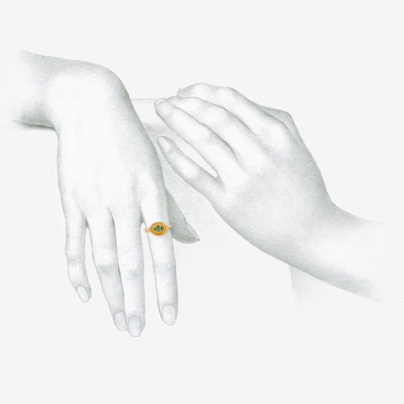 DENISE BETESH 22K & OVAL TSAVORITE GARNET RIPPLE RING, 1.2CT