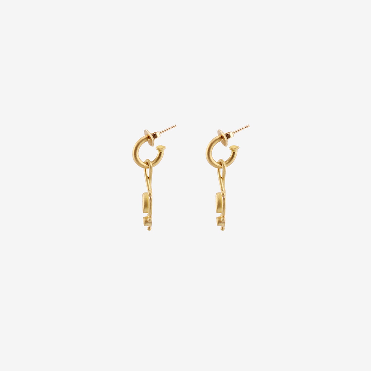 DENISE BETESH 22K & PEAR-SHAPED DIAMOND TWIST TOP EARRINGS ON POSTED HOOPS, .50CT