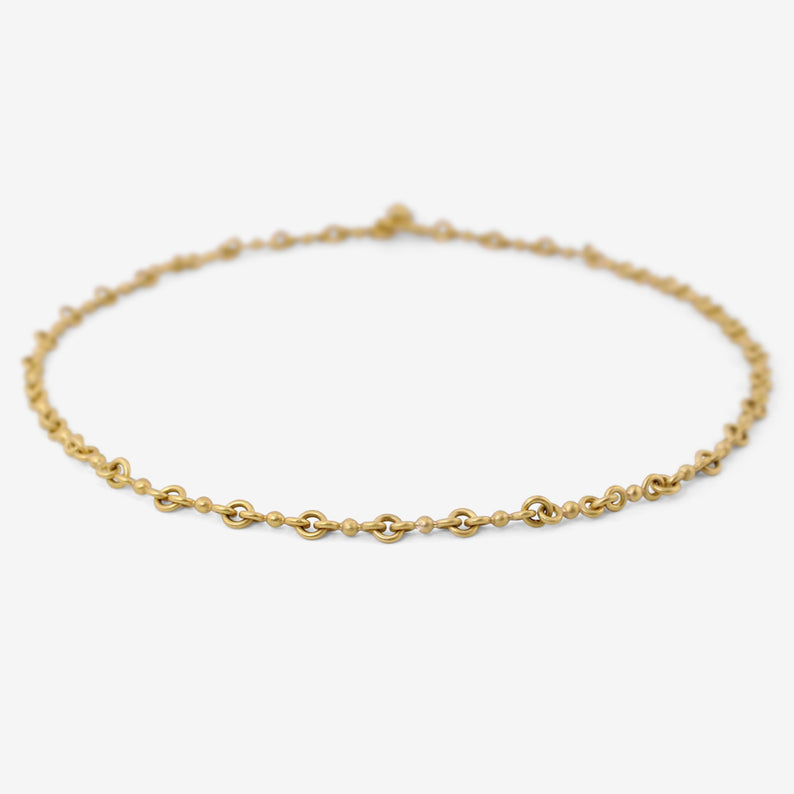 DENISE BETESH 22K SINGLE BALL CHAIN NECKLACE WITH DIAMOND-SET TOGGLE CLASP, .10CT