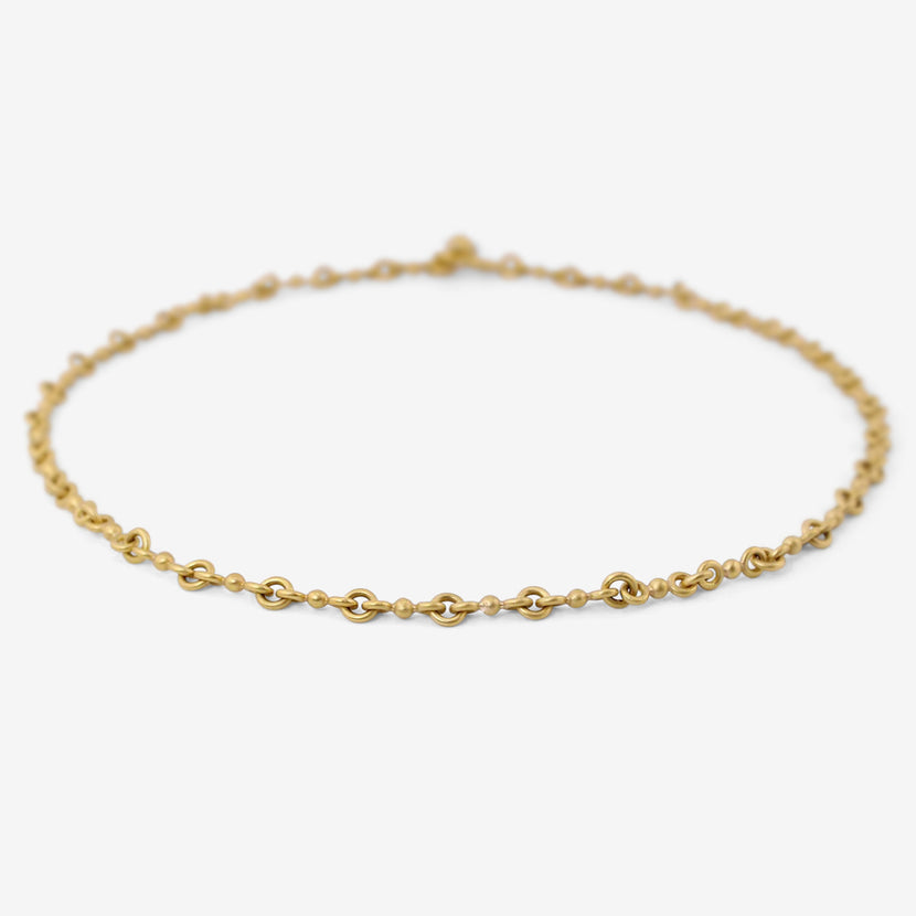 DENISE BETESH 22K SINGLE BALL CHAIN NECKLACE WITH DIAMOND-SET TOGGLE CLASP, .10CT