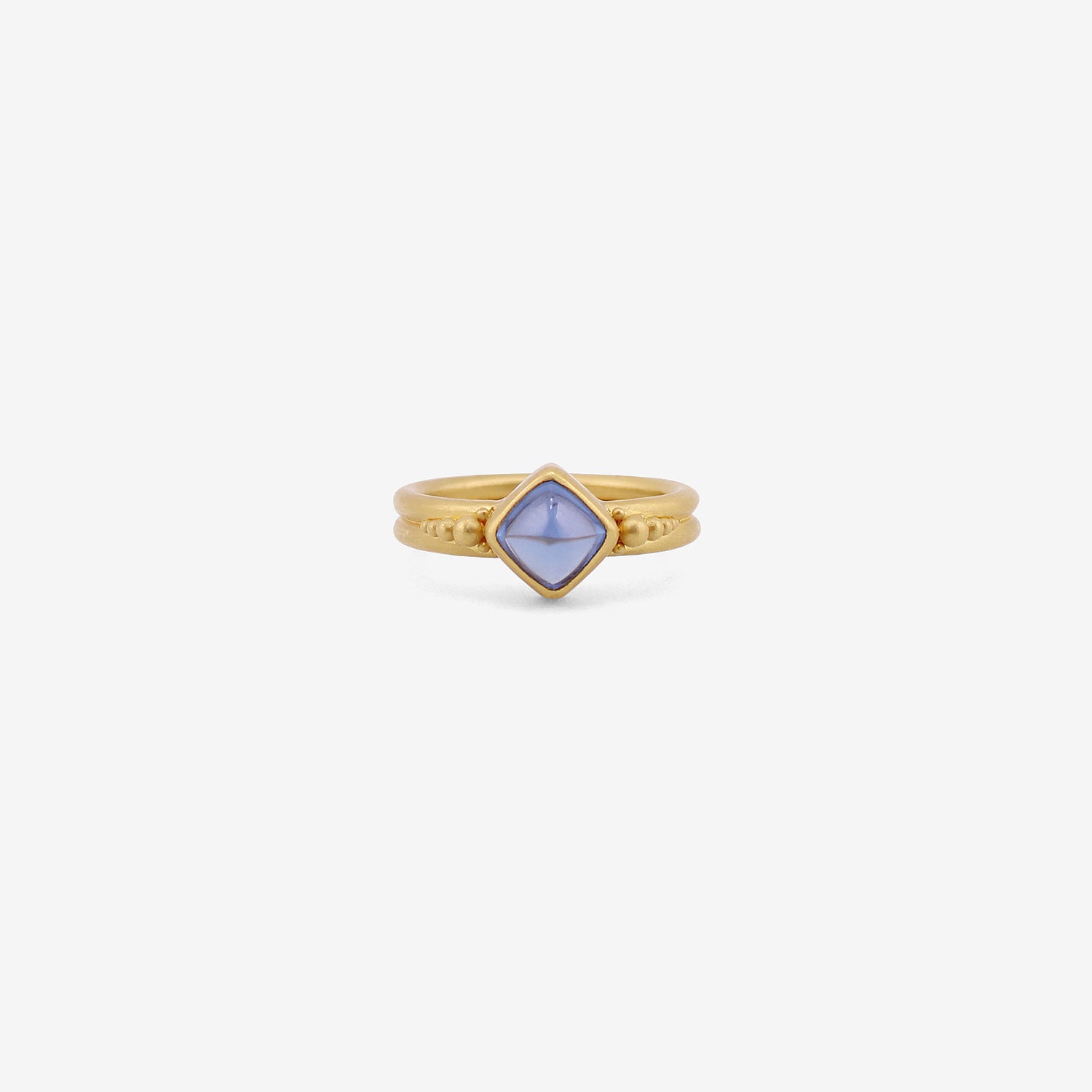 DENISE BETESH 22K & SUGARLOAF BLUE SAPPHIRE RING WITH GRADUATED GRANULES, 2.2CT