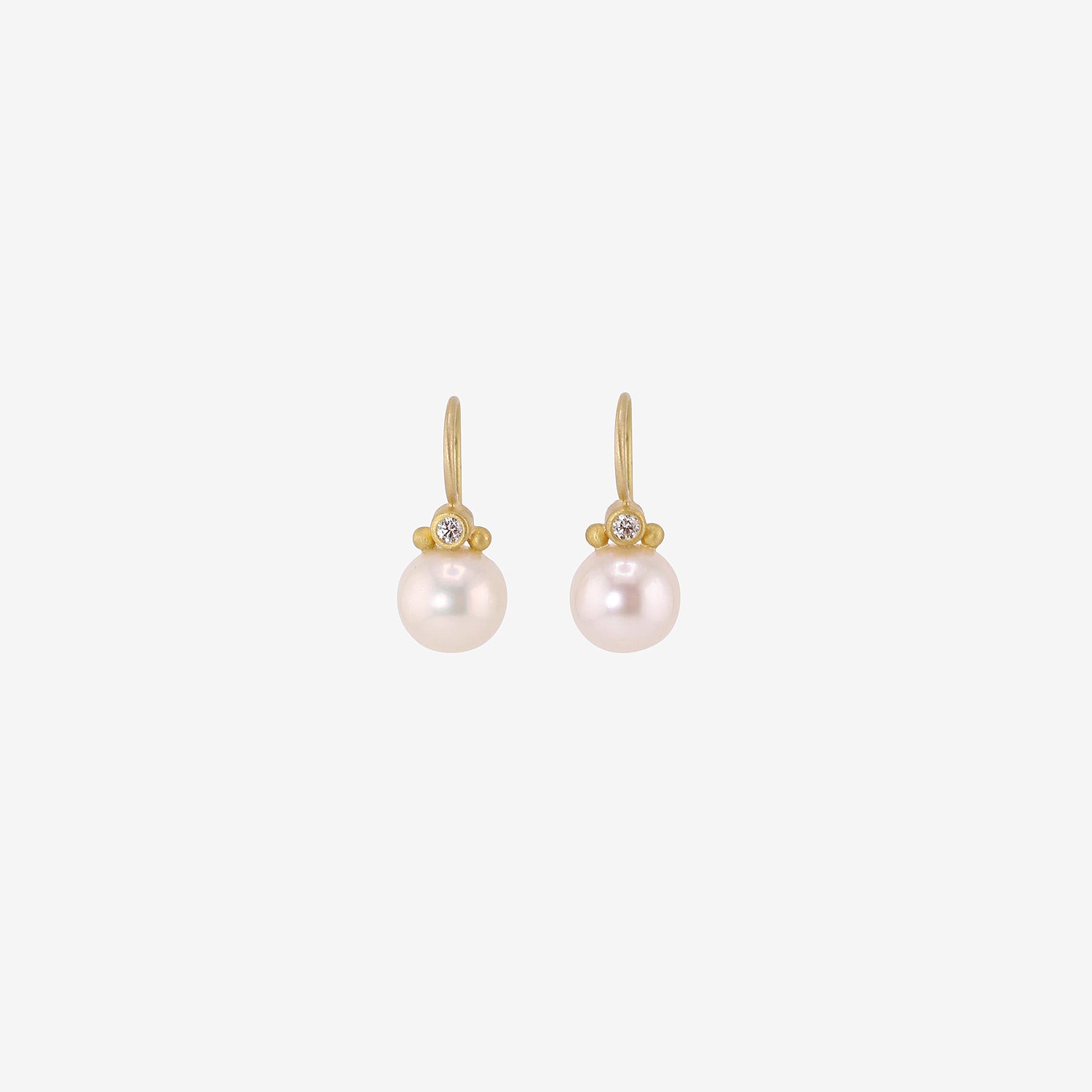 DENISE BETESH 22K & WHITE FRESH-WATER PEARL EARRINGS WITH DIAMONDS, .10CT