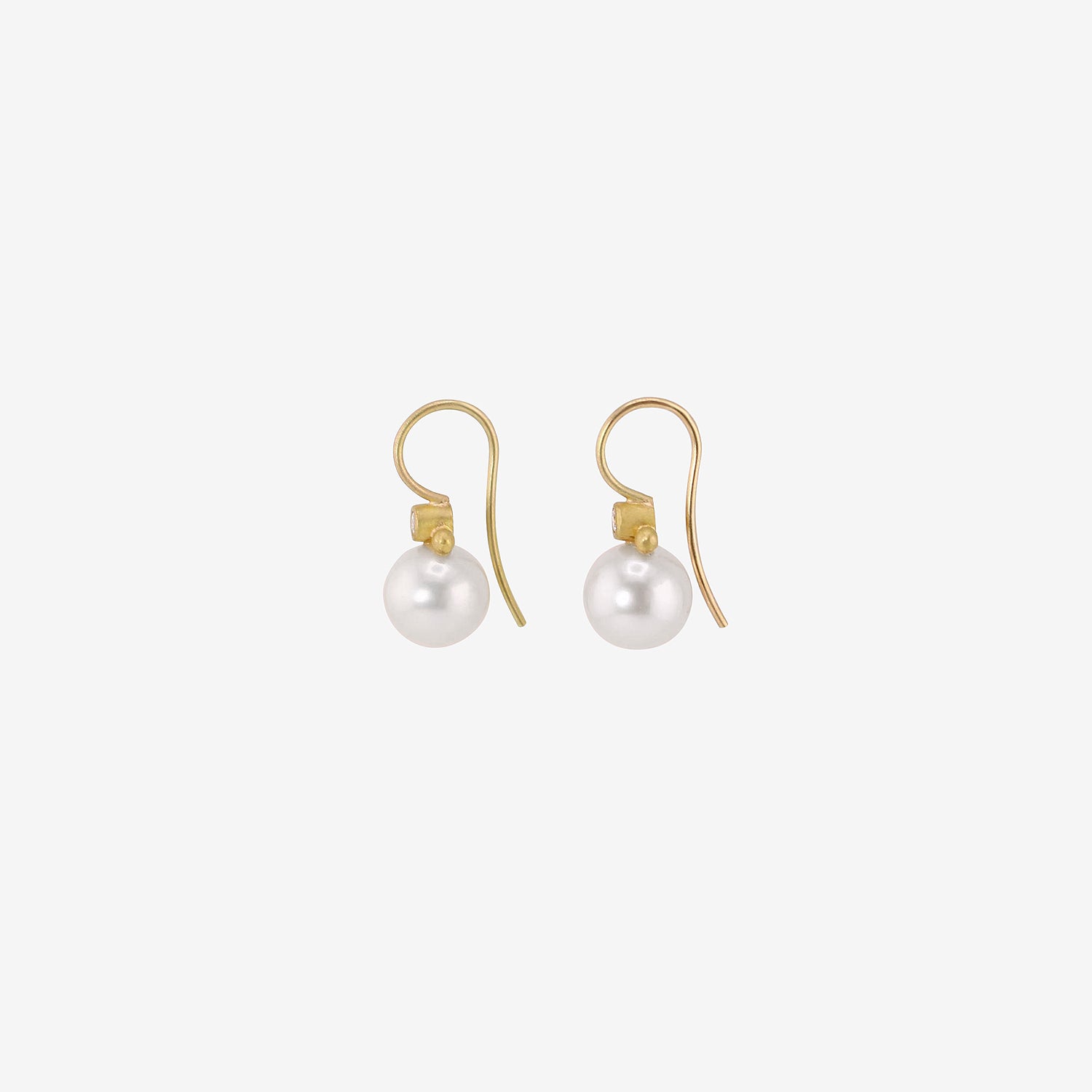 DENISE BETESH 22K & WHITE FRESHWATER PEARL EARRINGS WITH DIAMONDS, .10CT