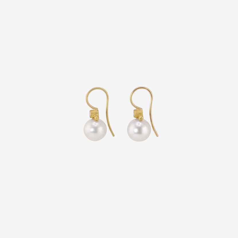 DENISE BETESH 22K & WHITE FRESHWATER PEARL EARRINGS WITH DIAMONDS, .10CT