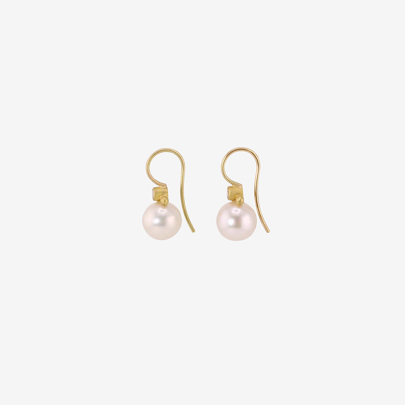 DENISE BETESH 22K & WHITE FRESH-WATER PEARL EARRINGS WITH DIAMONDS, .10CT