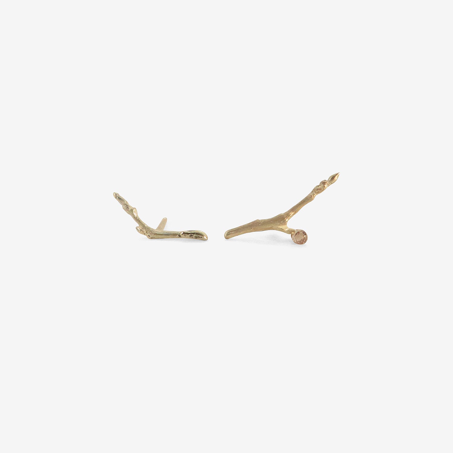 GABRIELLA KISS 14K SMALL BRANCH STUDS WITH DIAMOND BRIOLETTE