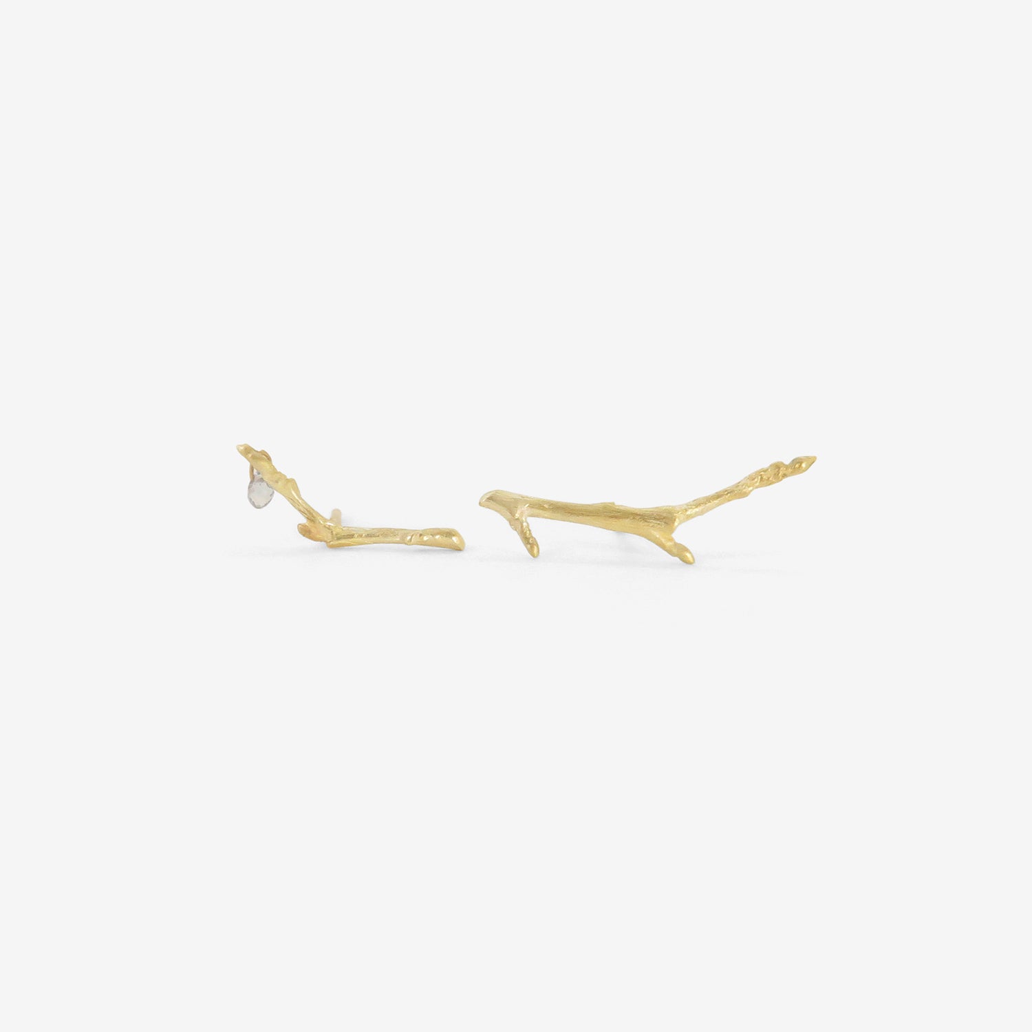 GABRIELLA KISS 14K SMALL BRANCH STUDS WITH SAPPHIRE BRIOLETTE
