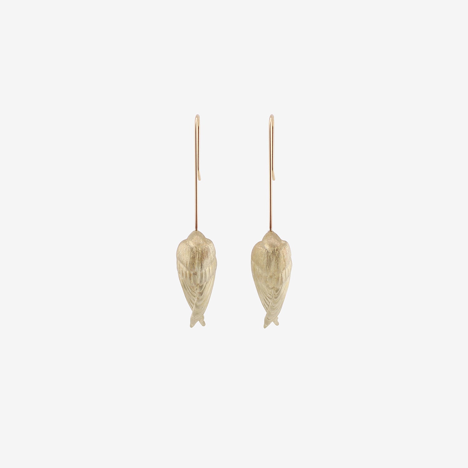 GABRIELLA KISS 14K GREEN GOLD SLEEPING BIRD EARRINGS WITH PEARLS