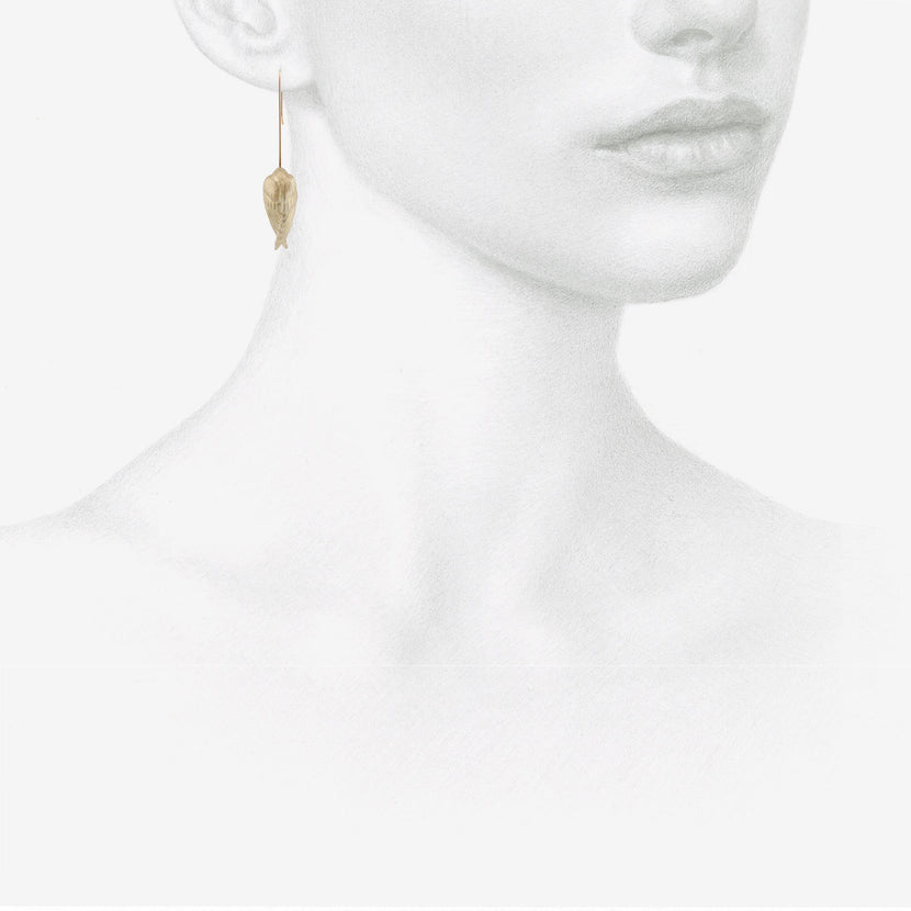 GABRIELLA KISS 14K GREEN GOLD SLEEPING BIRD EARRINGS WITH PEARLS