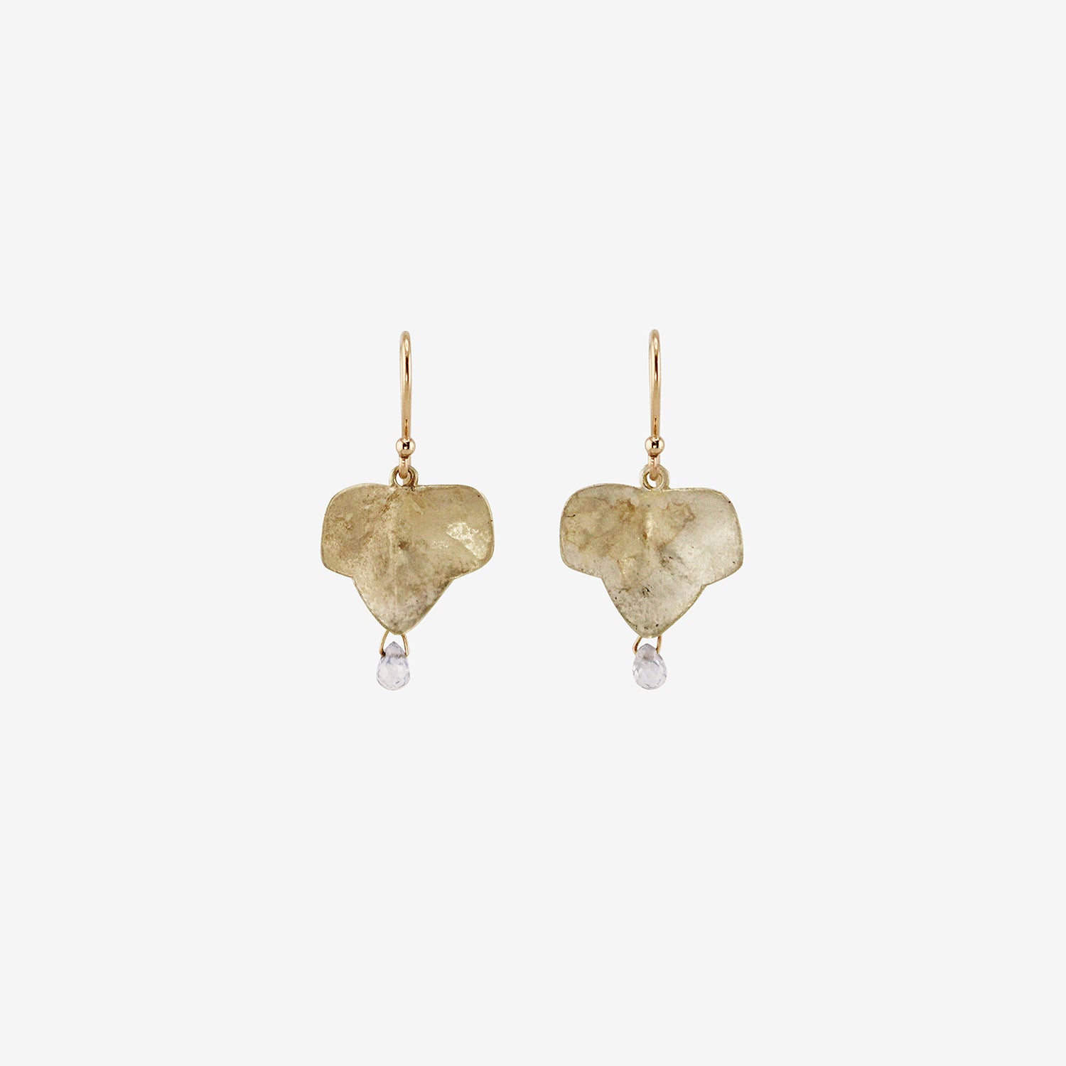 GABRIELLA KISS 14K SMALL IVY LEAF EARRINGS WITH SAPPHIRES