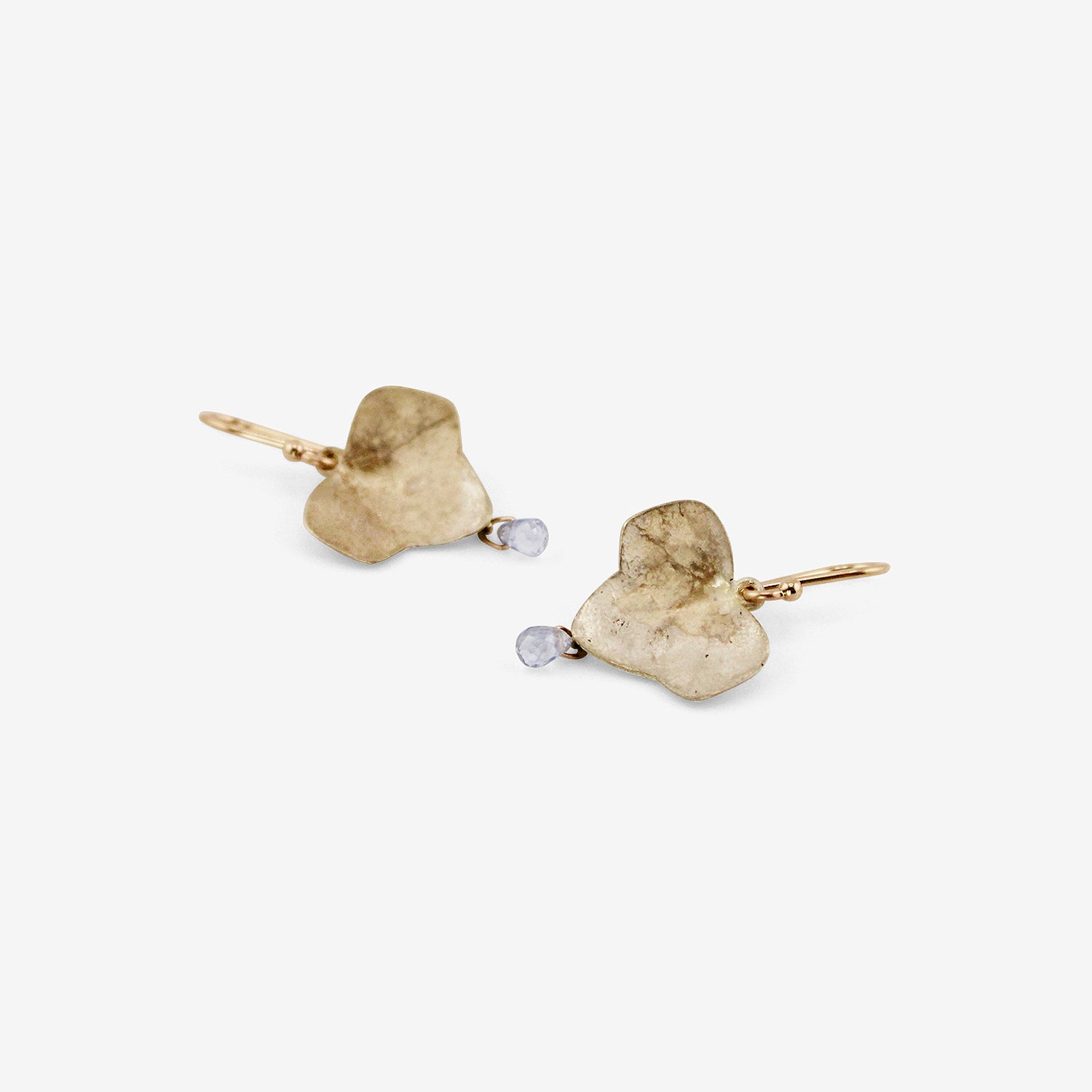 GABRIELLA KISS 14K SMALL IVY LEAF EARRINGS WITH SAPPHIRES
