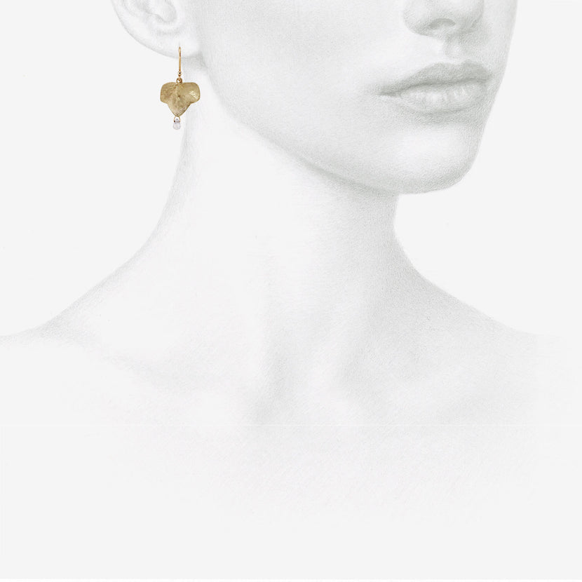 GABRIELLA KISS 14K SMALL IVY LEAF EARRINGS WITH SAPPHIRES