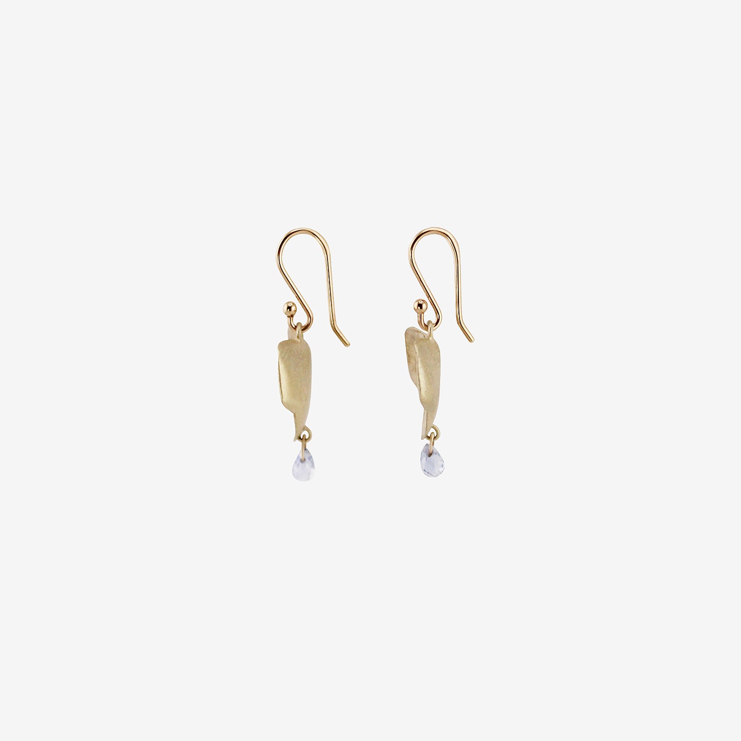 GABRIELLA KISS 14K SMALL IVY LEAF EARRINGS WITH SAPPHIRES