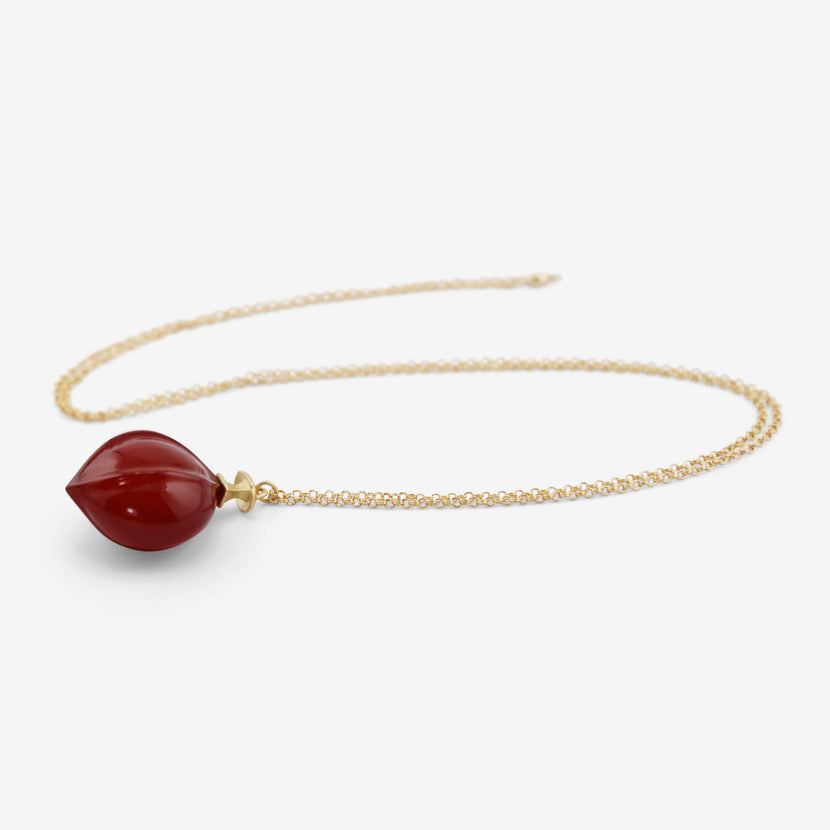 GABRIELLA KISS 18K & CARNELIAN HICKORY NUT PENDANT