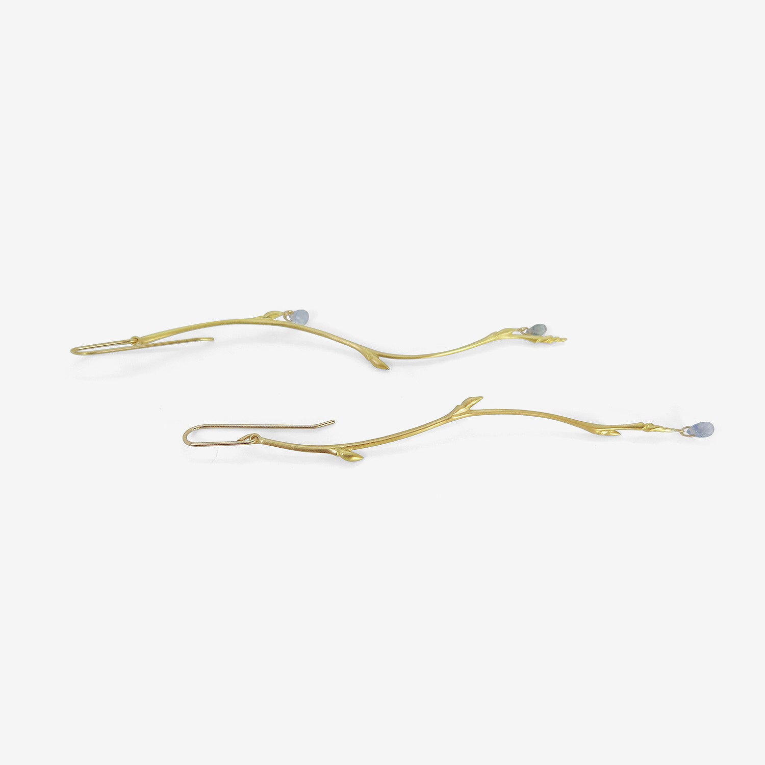 GABRIELLA KISS 18K & BLUE SAPPHIRE LONG BUD BRANCH EARRINGS