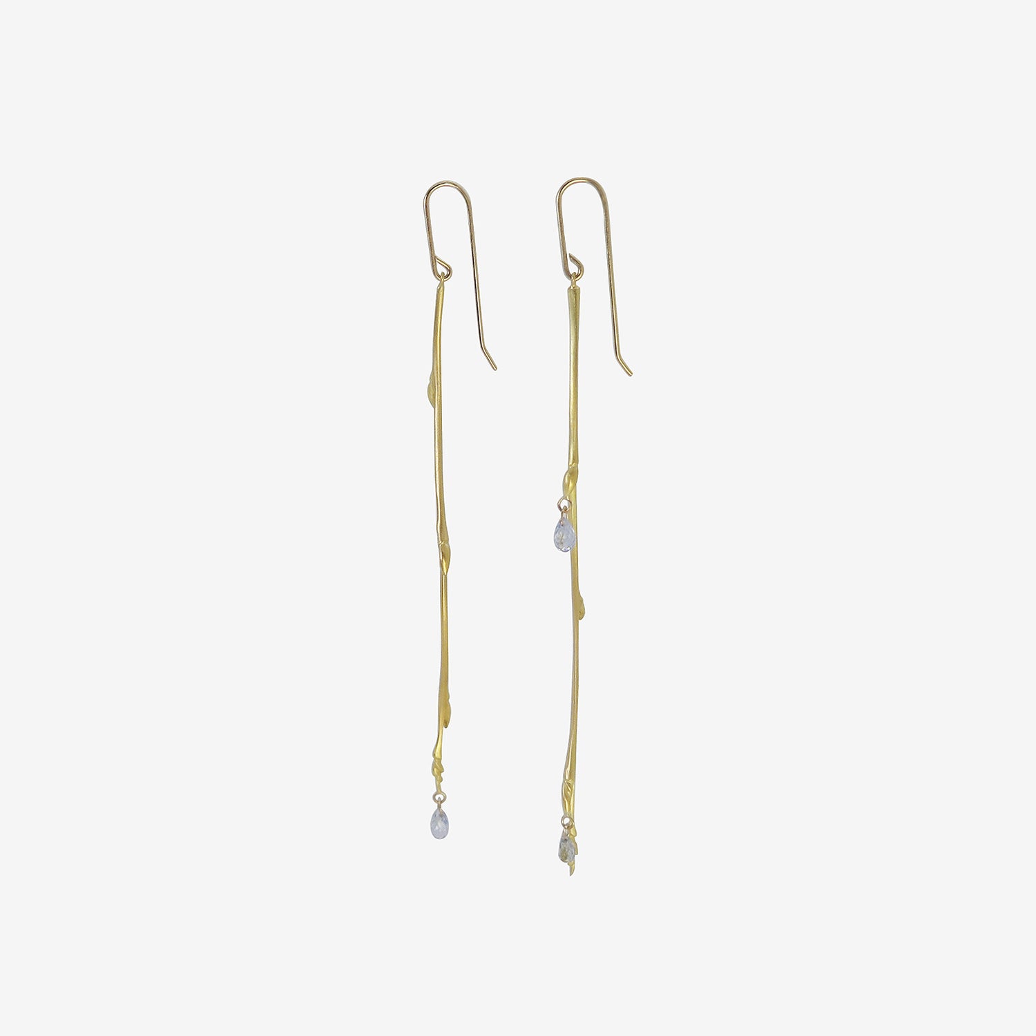GABRIELLA KISS 18K & BLUE SAPPHIRE LONG BUD BRANCH EARRINGS