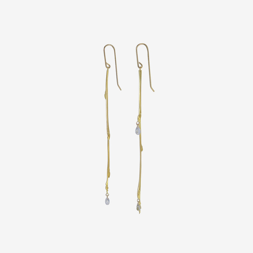 GABRIELLA KISS 18K & BLUE SAPPHIRE LONG BUD BRANCH EARRINGS
